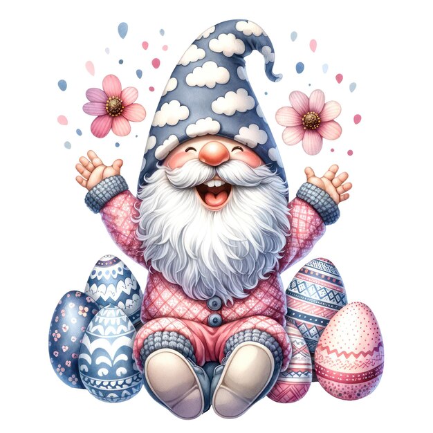 Słodka Ilustracja Gnome Easter Day Clipart