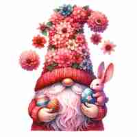 PSD słodka ilustracja gnome easter day clipart