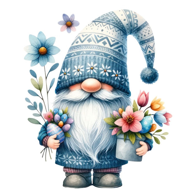 PSD słodka ilustracja gnome easter day clipart