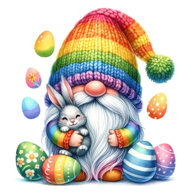 PSD słodka ilustracja gnome easter day clipart