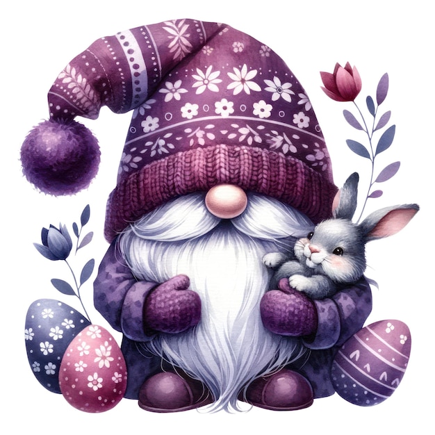 PSD słodka ilustracja gnome easter day clipart