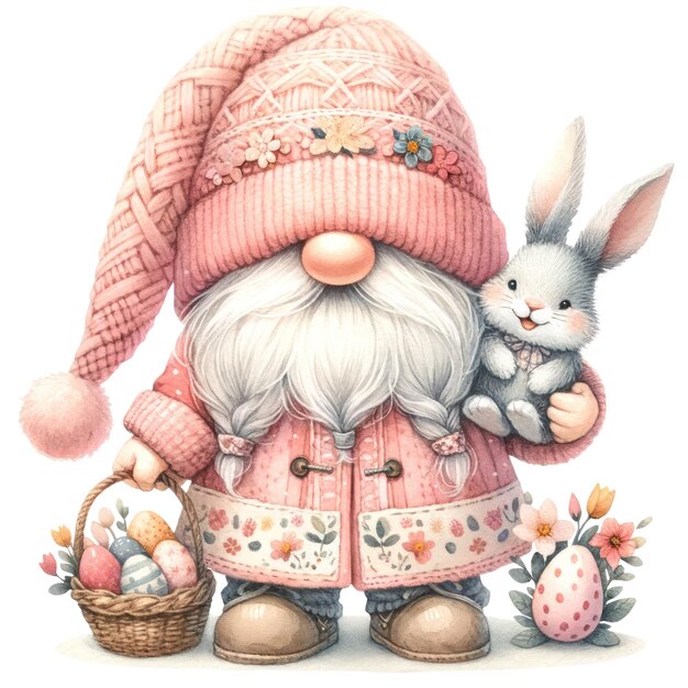 PSD słodka ilustracja gnome easter day clipart