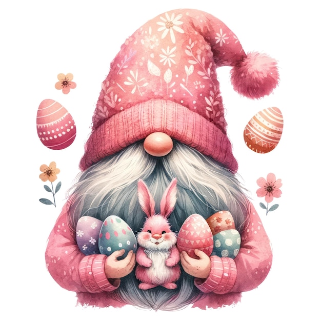 PSD słodka ilustracja gnome easter day clipart