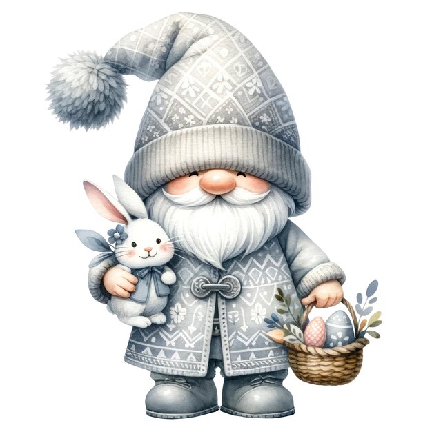 PSD słodka ilustracja gnome easter day clipart