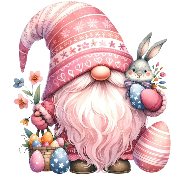 PSD słodka ilustracja gnome easter day clipart