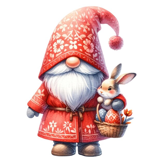 PSD słodka ilustracja gnome easter day clipart