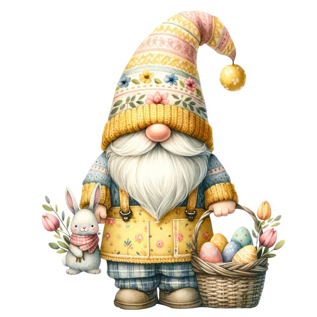 PSD słodka ilustracja gnome easter day clipart