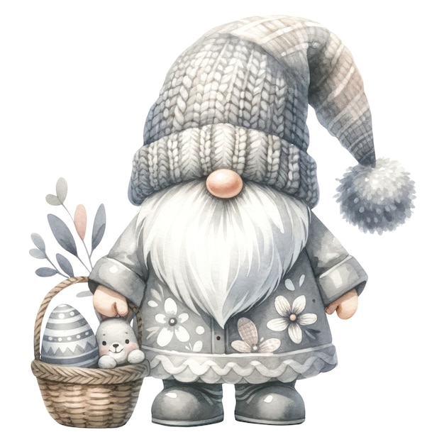 PSD słodka ilustracja gnome easter day clipart