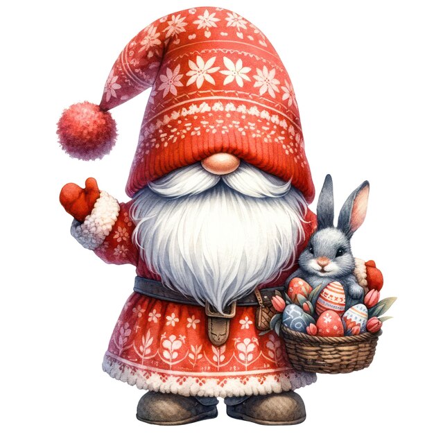 Słodka Ilustracja Gnome Easter Day Clipart