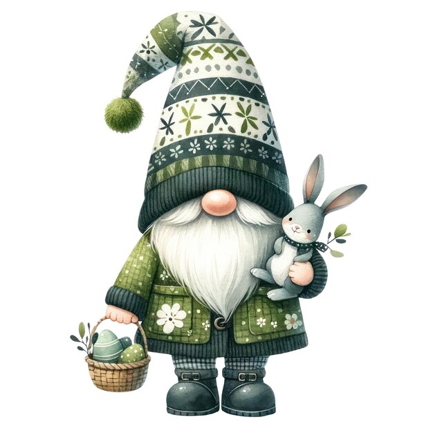 PSD słodka ilustracja gnome easter day clipart