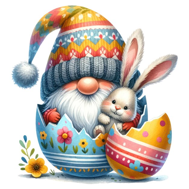 Słodka Ilustracja Gnome Easter Day Clipart