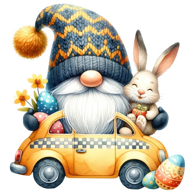 PSD słodka ilustracja gnome easter day clipart