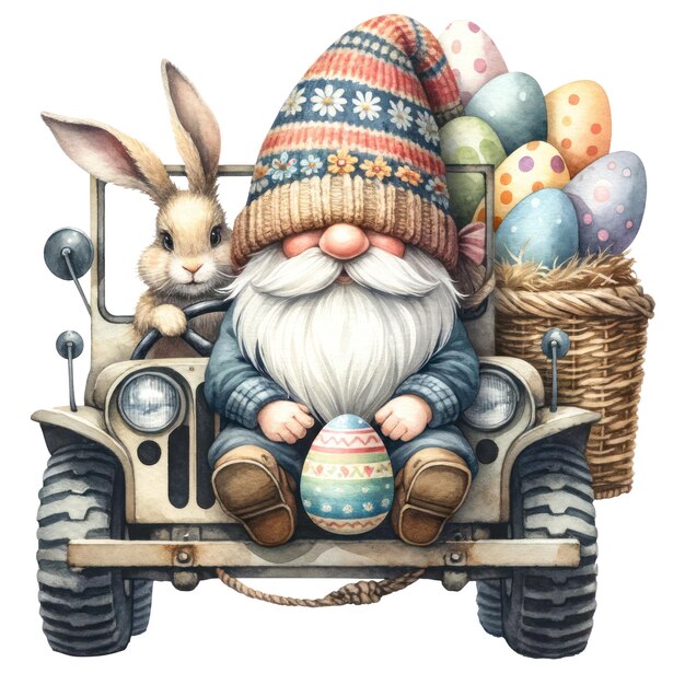 PSD słodka ilustracja gnome easter day clipart