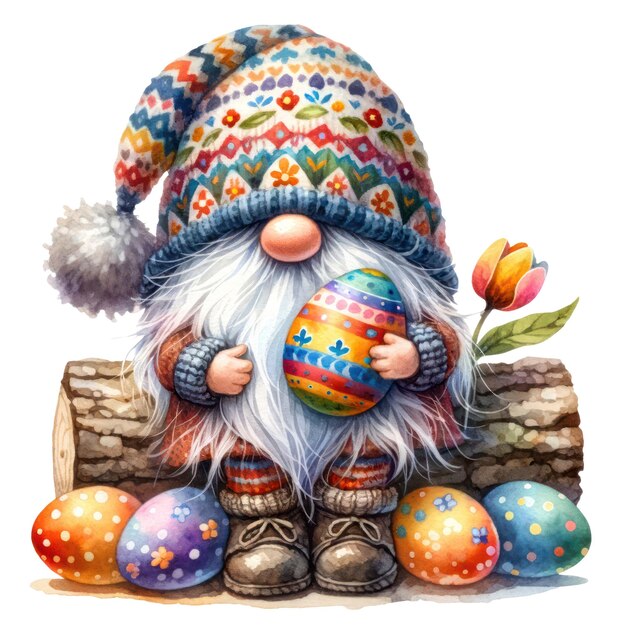 Słodka Ilustracja Gnome Easter Day Clipart