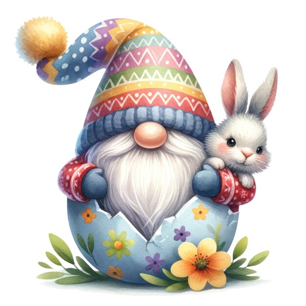 PSD słodka ilustracja gnome easter day clipart