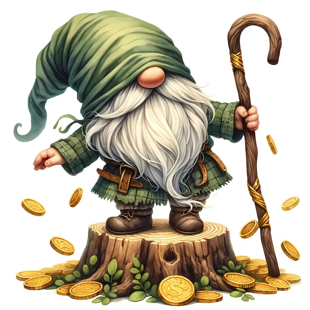 Słodka Ilustracja Gnome St Patrick's Day Clipart