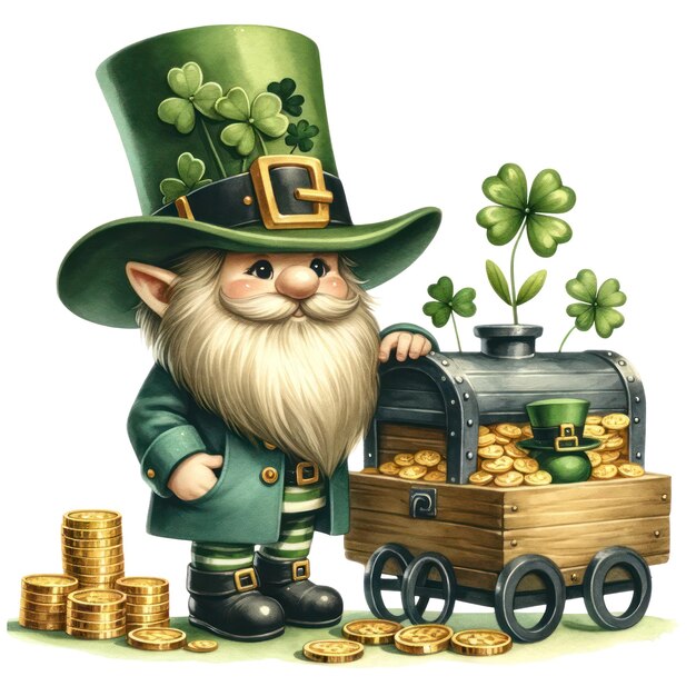 Słodka Ilustracja Gnome St Patrick's Day Clipart