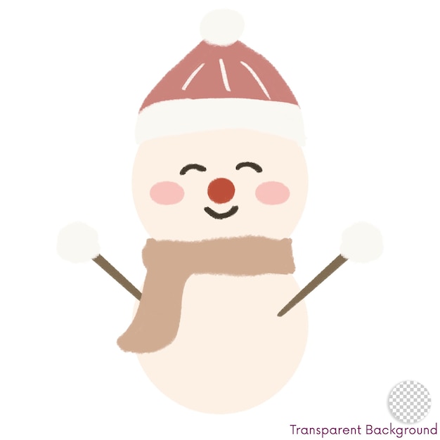 PSD słodka świąteczna ilustracja snowman retro
