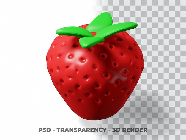 PSD słodka truskawka 3d z przezroczystym tłem