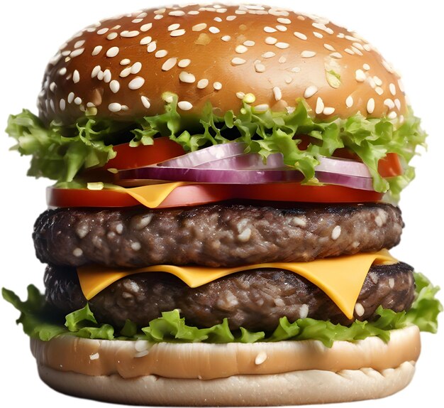Słodki burger z wołowiny, świeża sałatka, dojrzałe pomidory, chrupiąca cebula.