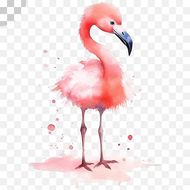 PSD słodki flamingo akwarel przezroczysty tło