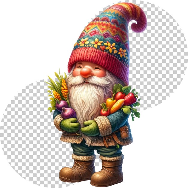 PSD słodki gnome spring sezonowy clipart ilustracja