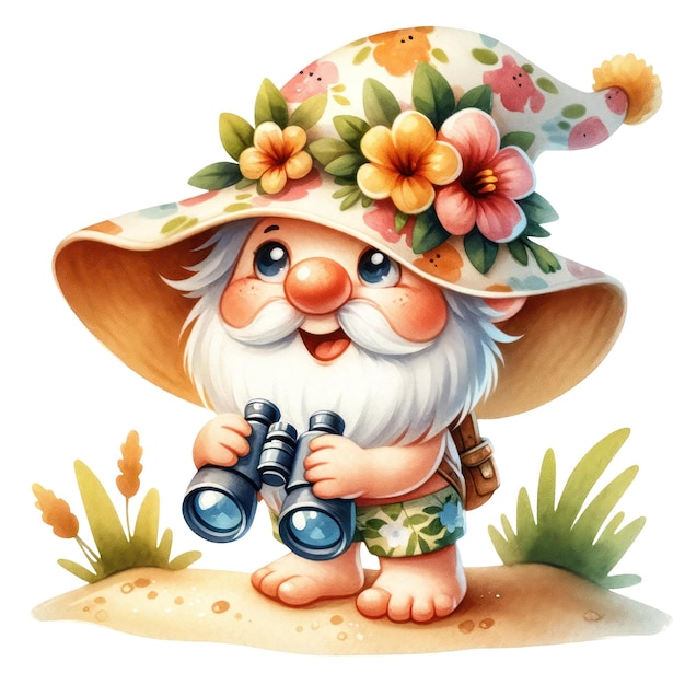 Słodki Gnome Summer Beach Clipart Ilustracja