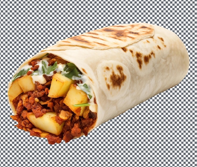 Słodki I Pyszny Burrito śniadaniowy Z Ziemniaków Na Przezroczystym Tle