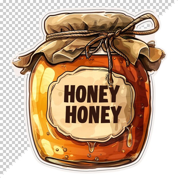 PSD słodki słoik z miodem z pszczołą na przezroczystym tle
