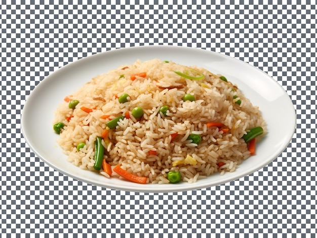 PSD słodki talerz ryżu z smażonymi warzywami na przezroczystym tle