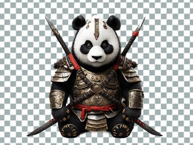 PSD słodki, uroczy panda, wyglądający jak samuraj.