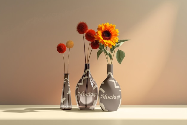 PSD słoneczniki w maketach wazonów