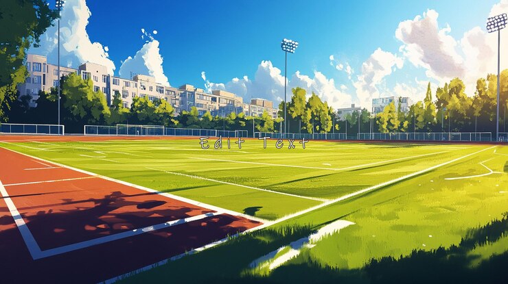 PSD słoneczny dzień na boisku sportowym