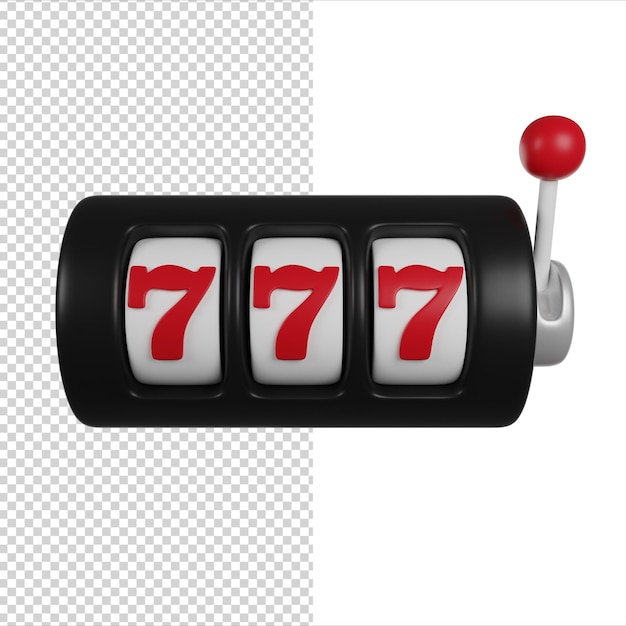 PSD iconica di rendering 3d della slot machine 777 del casinò