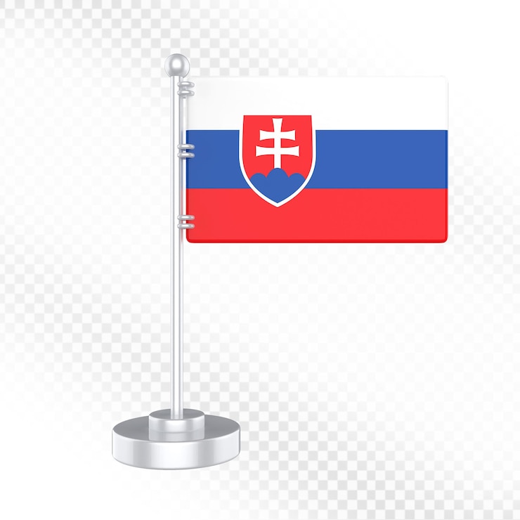 PSD スロバキアの国旗が机の上に掲げられている