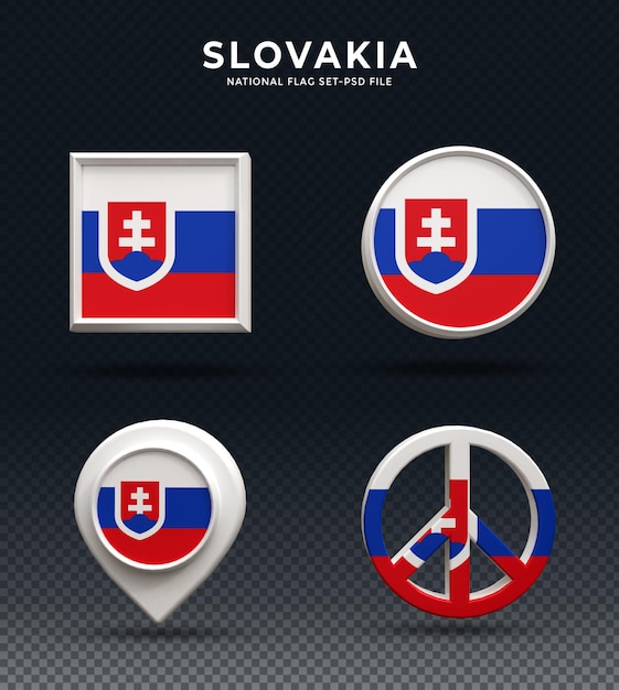 PSD slovakia flag 3d rendering dome button and on glossy base