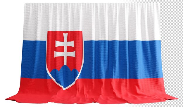 PSD slovakia flag curtain in 3d rendering called flag of slovakia