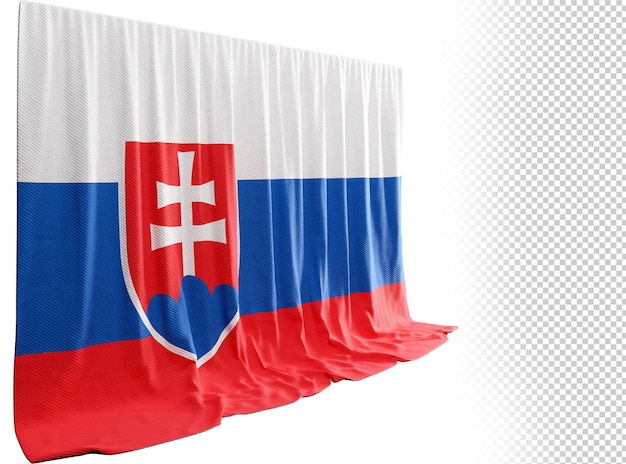 PSD slovakia flag curtain in 3d rendering called flag of slovakia