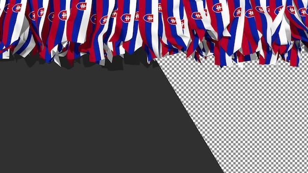 PSD slovakia flag different shapes of cloth stripes hanging from top 3d rendering