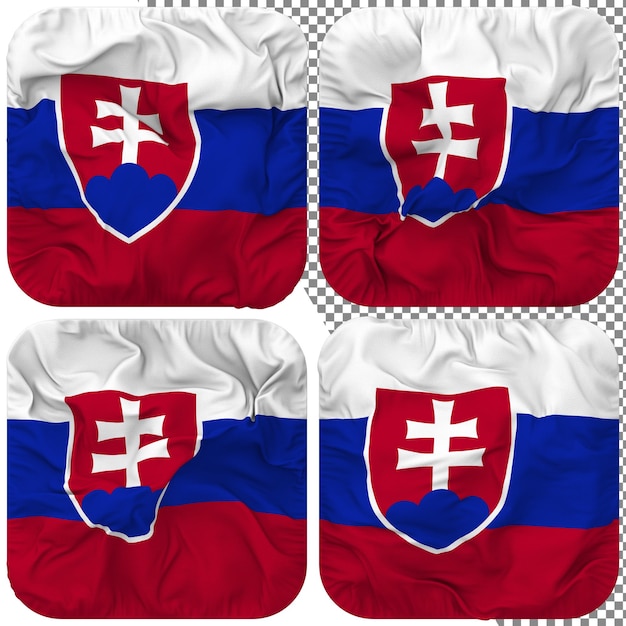 PSD slovakia flag squire shape isolated different waving style bump texture 3d rendering