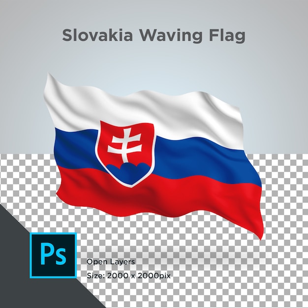 PSD スロバキアの旗の波のデザイン-透明