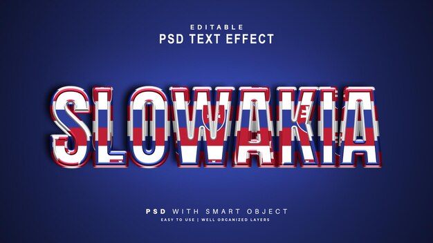 Slovakia text effect. editable text smart object