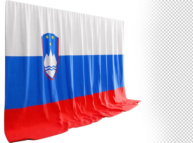 PSD slovenia flag curtain in 3d rendering called flag of slovenia