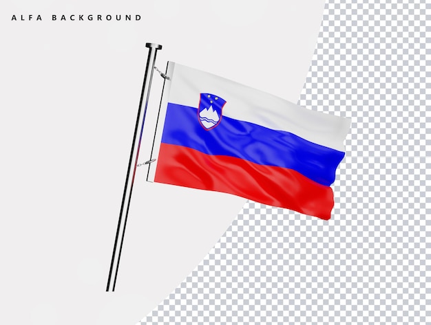 Slovenia high quality flag in realistic 3d render