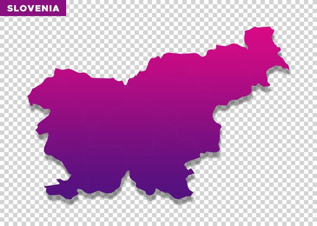 PSD mappa della slovenia in colore viola su sfondo trasparente