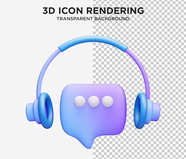 PSD słuchawki i czat mówiący 3d icon design