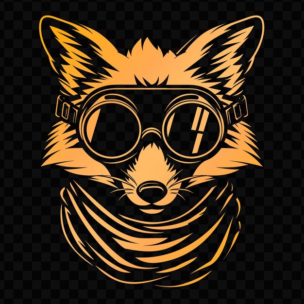 PSD sly fox mascot logo with a scarf and goggles designed with a psd vector tshirt tattoo ink art