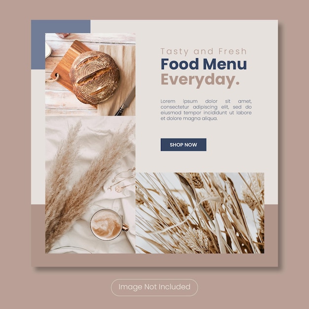 PSD smaczne i świeże menu szablon postu na instagramie