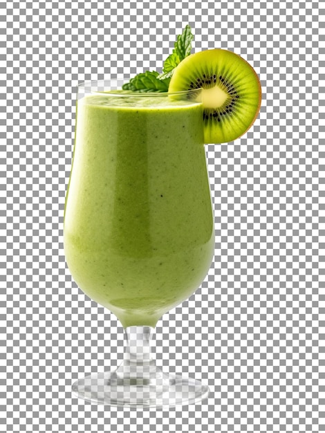 Smaczne Szkło Smoothie Z Kiwi I Ananasa Izolowane Na Przezroczystym Tle