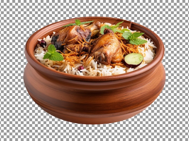 Smaczny Kurczak Biryani W Glinianym Garnku Na Przezroczystym Tle